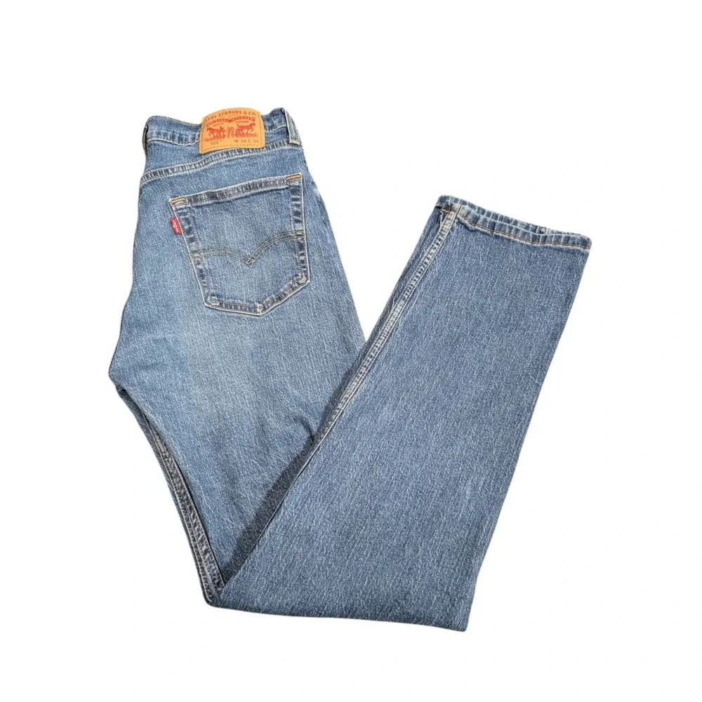 Levis 505 Regular Fit Jeans Mens 34x34 Medium Wash Straight Leg Denim 00505-2668